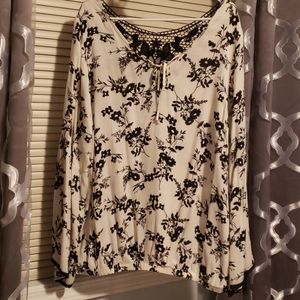 Cream and black blouse